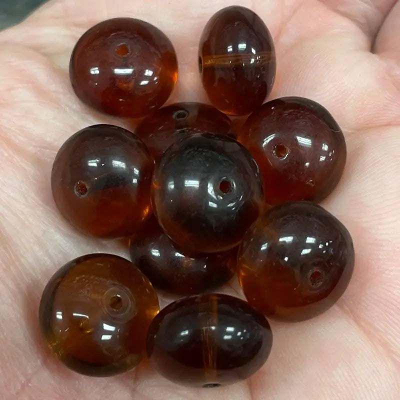 10 Vintage Amber Czech Glass Beads - Sea Beads