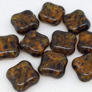 10 Vintage Amber Translucent Mottled Glass Beads - Sea Beads