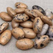 10 Vintage Beige Gray Matte Japan Oval Glass Beads - Sea Beads