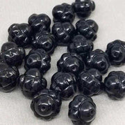 10 Vintage Black Czech Carved Saturn Glass Beads - Sea Beads