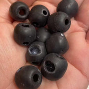 10 Vintage Black Czech Matte Lava Rock Glass Beads - Sea Beads