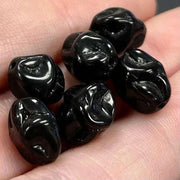 10 Vintage Black German Pressed Diamond Glass Beads - Sea Beads