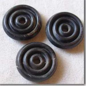 10 Vintage Black Beads Horn Rondelles #4773 - Sea Beads