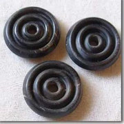 10 Vintage Black Beads Horn Rondelles #4773 - Sea Beads