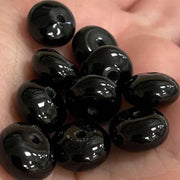 10 Vintage Black Onyx Gemstone Rondelle Beads - Sea Beads
