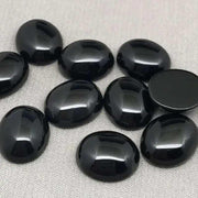 10 Vintage Black Oval Glass Cabochons - Sea Beads