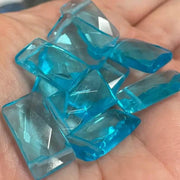 10 Vintage Blue Aqua Faceted Rectangle Briolette Glass Beads - Sea Beads