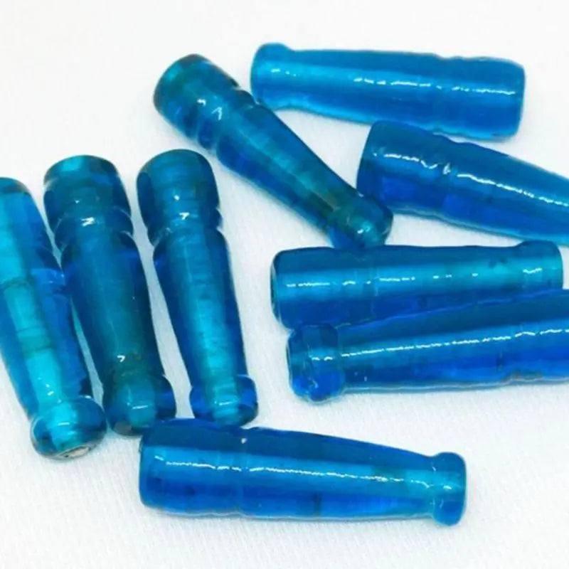 10 Vintage Blue Aqua Focal Pawn Glass Beads - Sea Beads