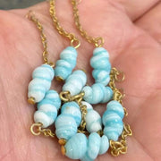 10 Vintage Blue Aqua White Japan Spiral Glass Dangles - Sea Beads
