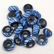 10 Vintage Blue Black African Ring Matte Glass Beads - Sea Beads