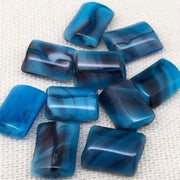 10 Vintage Blue Capri Japan Rectangle Glass Beads - Sea Beads