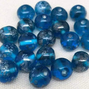 10 Vintage Blue Capri Mottled Round Glass Beads - Sea Beads