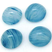 10 Vintage Blue Clear German Round Glass Cabochons - Sea Beads