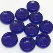 10 Vintage Blue Cobalt Czech Glass Beads - Sea Beads