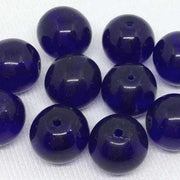 10 Vintage Blue Cobalt Czech Round Glass Beads - Sea Beads