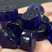 10 Vintage Blue Cobalt Donut Glass Beads - Sea Beads