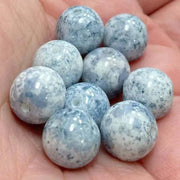 10 Vintage Blue Denim Czech Picasso Round Glass Beads - Sea Beads