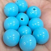 10 Vintage Blue Turquoise Japan Round Glass Beads - Sea Beads
