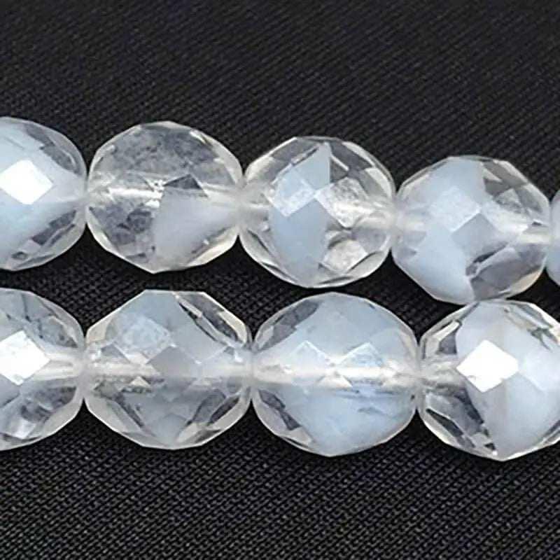 10 Vintage Blue Light Givre Czech Glass Beads - Sea Beads