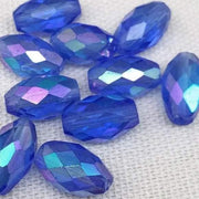 10 Vintage Blue Sapphire AB German Oval Glass Beads - Sea Beads