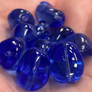 10 Vintage Blue Sapphire Dark German Glass Beads - Sea Beads