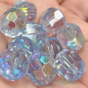 10 Vintage Blue Sapphire Light AB German Faceted Glass Beads - Sea Beads