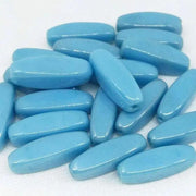 10 Vintage Blue Turquoise Austrian Oval Glass Beads - Sea Beads