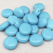 10 Vintage Blue Turquoise German Oval Glass Beads - Sea Beads