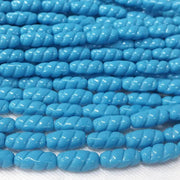 10 Vintage Blue Turquoise German Spiral Oval Glass Beads - Sea Beads