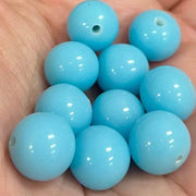 10 Vintage Blue Turquoise Round Japan Glass Beads - Sea Beads