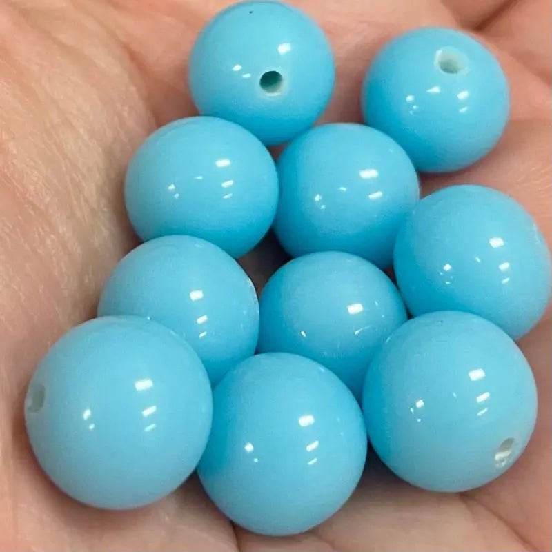 10 Vintage Blue Turquoise Round Japan Glass Beads - Sea Beads