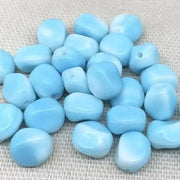 10 Vintage Blue Turquoise White Japan Oval Glass Beads - Sea Beads