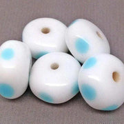 10 Vintage Blue Turquoise White Japan Glass Beads - Sea Beads
