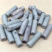 10 Vintage Bluish Purple Japan Cylinder Porcelain Beads - Sea Beads