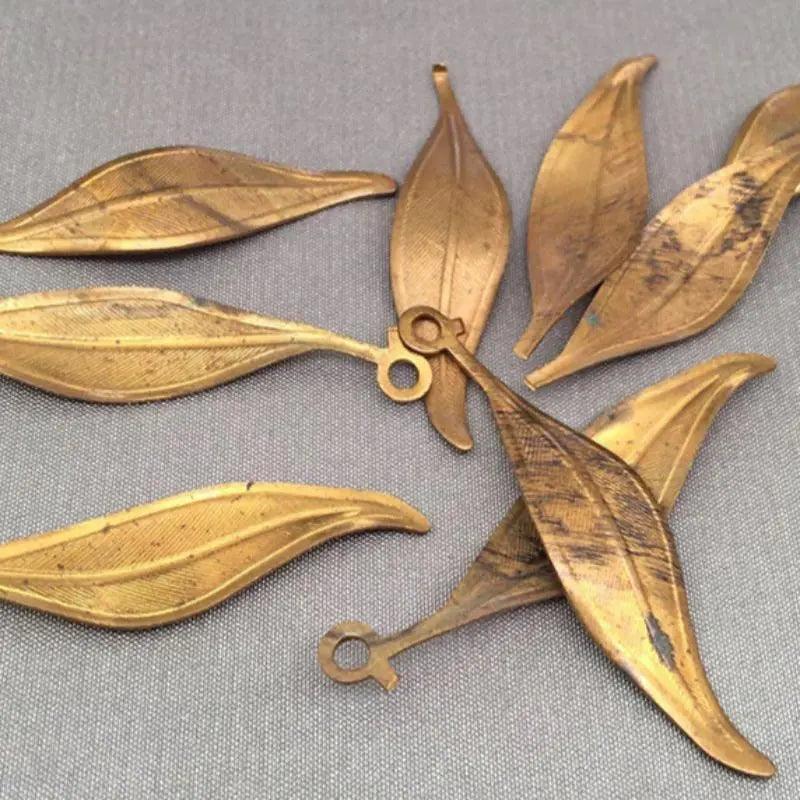 10 Vintage Brass Cut Leaf Pieces for Re-purpose - Sea Beads
