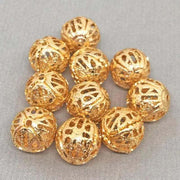 10 Vintage Brass Filigree Round Beads - Sea Beads