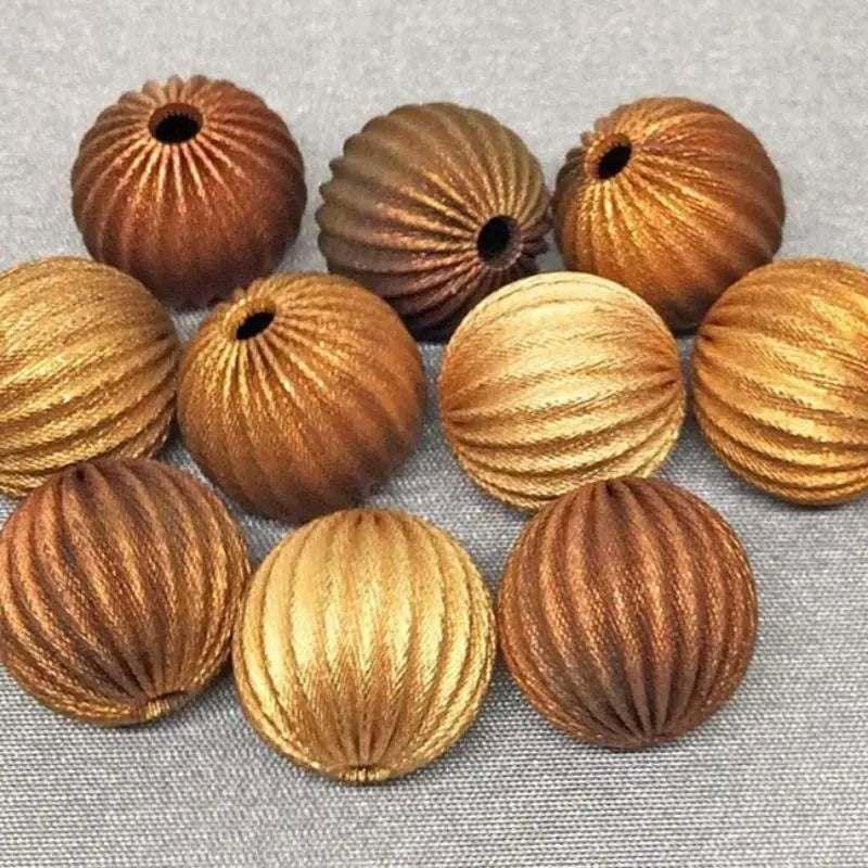 10 Vintage Brass Mixed Matte Brass Corrugated Beads - Sea Beads