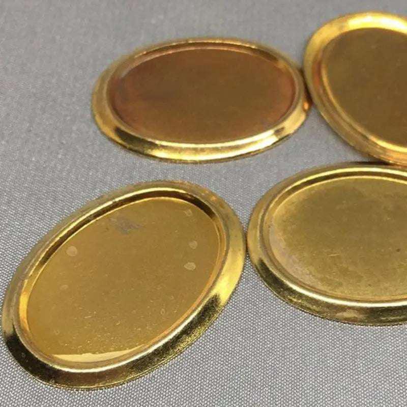 10 Vintage Brass Oval Settings - Sea Beads