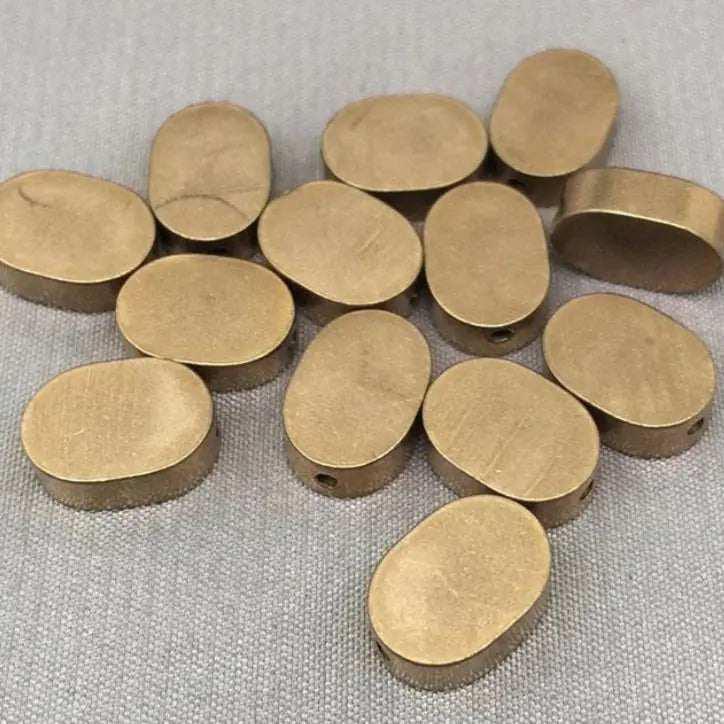 10 Vintage Brass Solid Heavy Oval Metal Beads - Sea Beads
