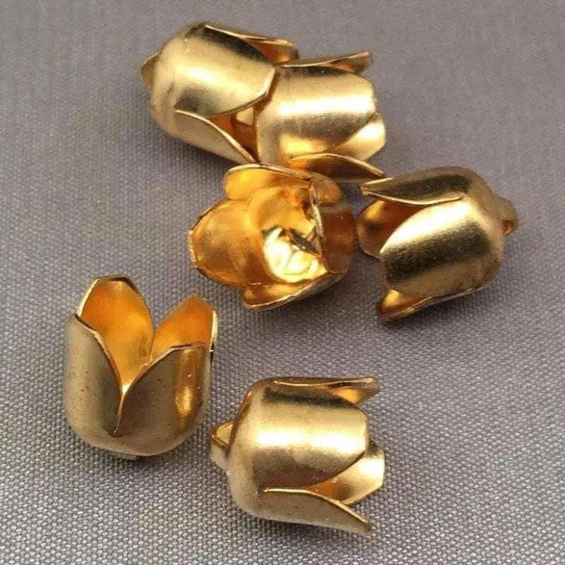 10 Vintage Brass Tulip Metal Bell Bead Caps - Sea Beads