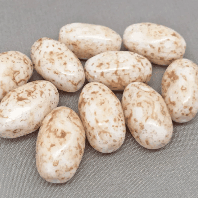 10 Vintage Brown White Austrian Picasso Oval Glass Beads - Sea Beads
