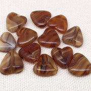 10 Vintage Caramel Golden Yellow Brown Japan Glass Beads - Sea Beads