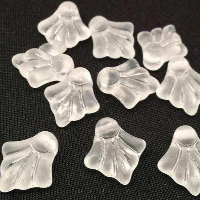 10 Vintage Clear German Frosted Glass Beads - Sea Beads