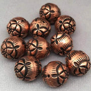 10 Vintage Copper Acrylic Rose Beads - Sea Beads