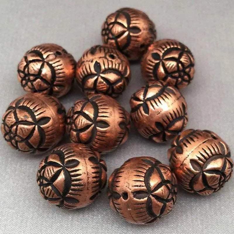 10 Vintage Copper Acrylic Rose Beads - Sea Beads
