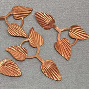10 Vintage Copper Plated Tri Leaf Metal Findings - Sea Beads