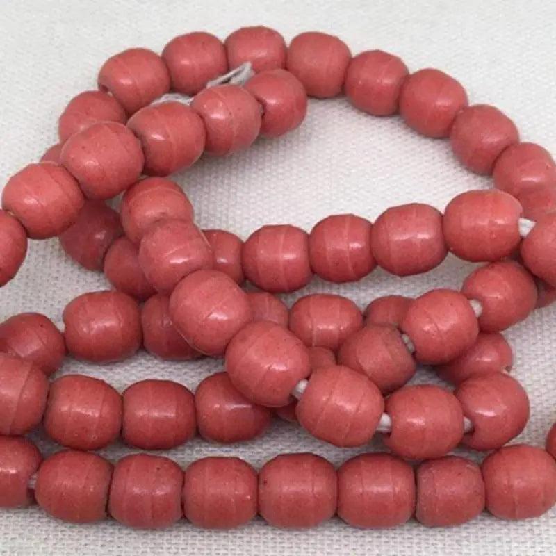 10 Vintage Coral African Glass Beads - Sea Beads