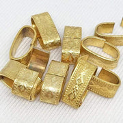 10 Vintage Etched Gold Plated Metal Links Leather Spacers - Sea Beads