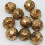 10 Vintage Faceted Metallic Lucite Button Beads - Sea Beads