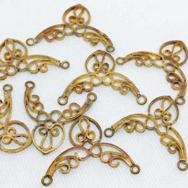10 Vintage Brass Fancy Connectors - Sea Beads
